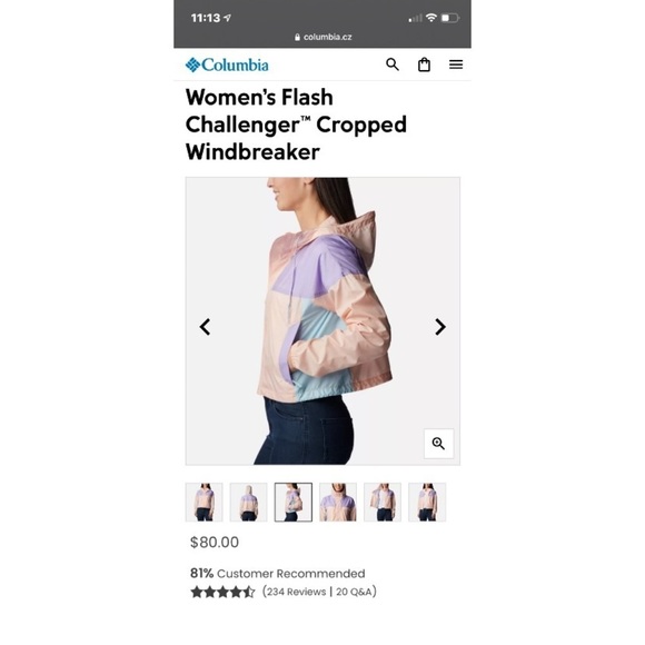 COLUMBIA Women’s Flash Challenger Cropped Jacket Windbreaker XS Peach - Picture 9 of 9